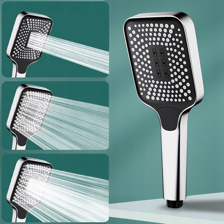 Słuchawka prysznicowa natryskowa 3 funkcje ekologiczna ANTICALC chrom duża