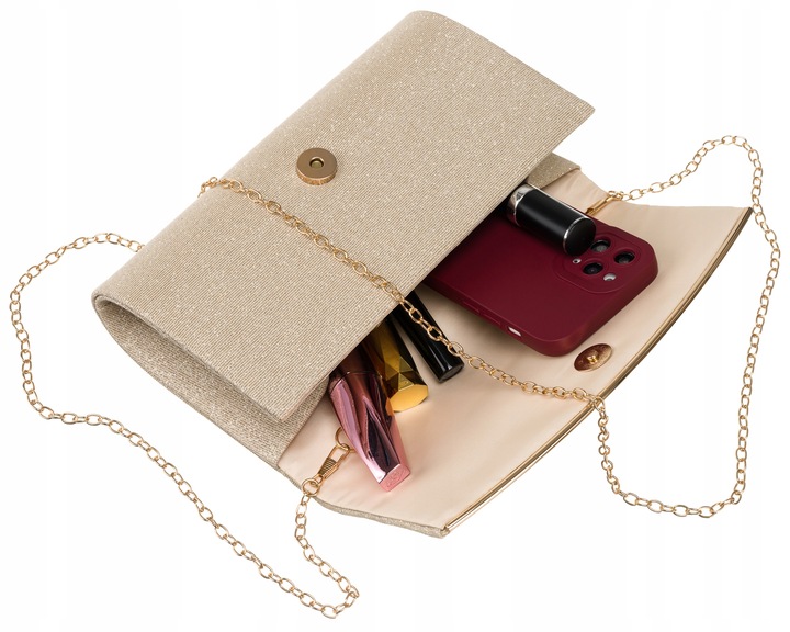 Torebka kopertówka brokatowa na wesele bal wieczorowa mała z klapką Rovicky