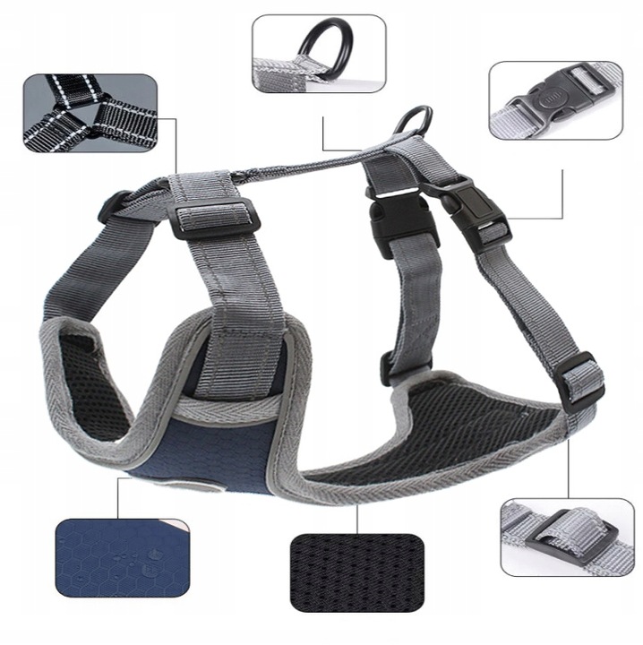 SZELKI DLA PSA TYPU GUARD BEZUCISKOWE REGULOWANE ODBLASKOWE SPACEROWE r. M