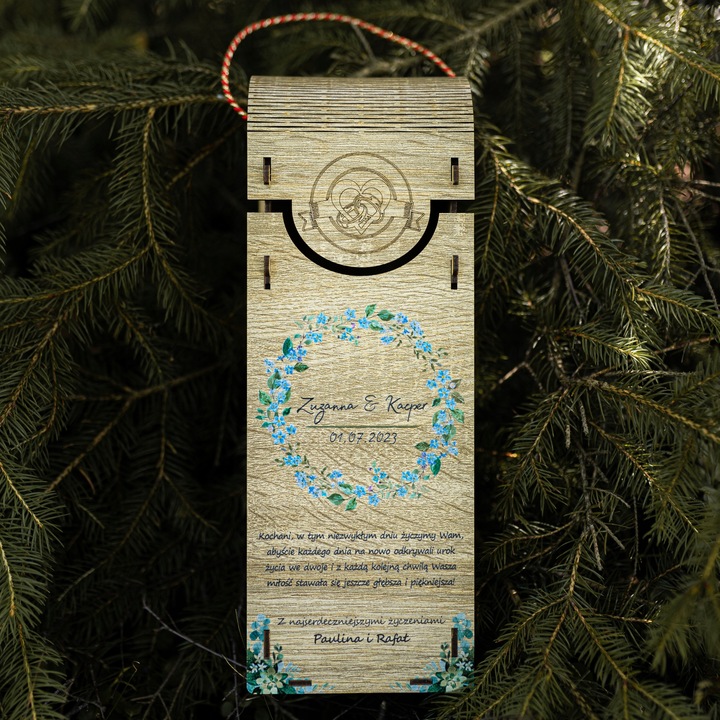 Pudełko na Wino z Nadrukiem Prezent Ślub Wesele