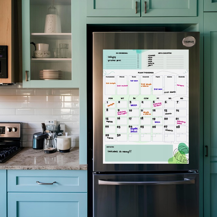 PLANER TABLICA NA LODÓWKĘ MAGNETYCZNA ORGANIZER NOTATNIK 4xPISAKI