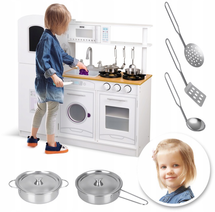 DUŻA KUCHNIA DREWNIANA Kuchenka Dzieci INTERAKTYWN