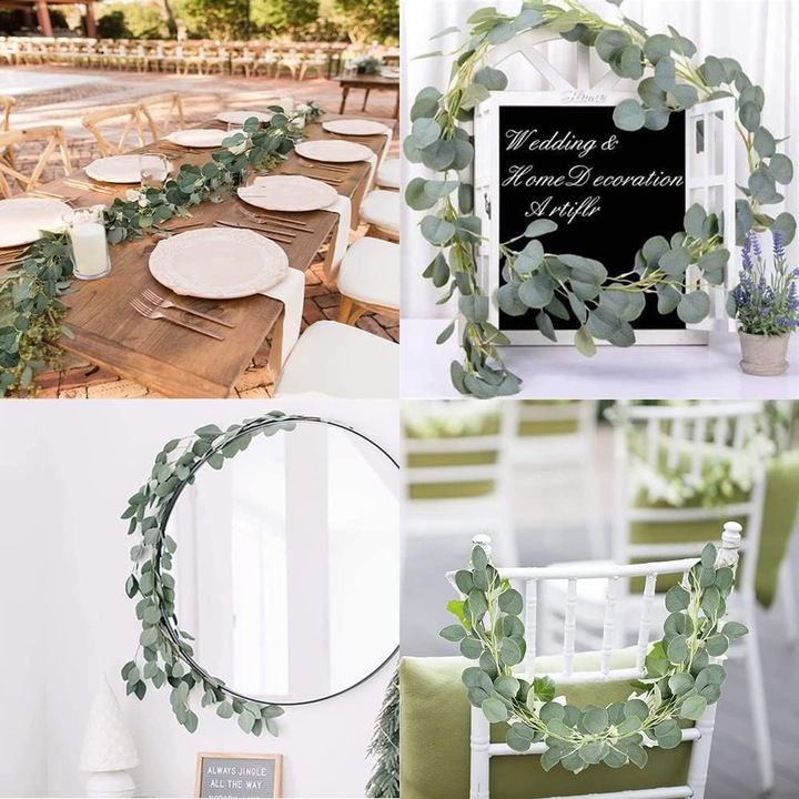 Girlanda Eukaliptus Bluszcz Sztuczne Zielone Listki Komunia Wesele 2 Metry