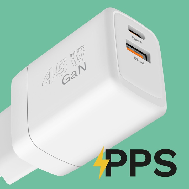 Szybka ładowarka sieciowa GAN 45W Power Delivery Quick Charge Kruger&Matz