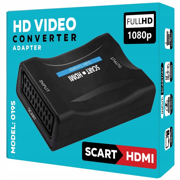 ADAPTER KONWERTER SCART DO NA HDMI AV EURO HD
