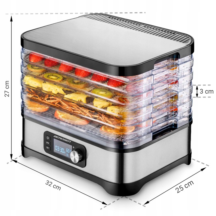 DUŻA Suszarka do grzybów spożywcza owoców i warzyw 5 poziomów +