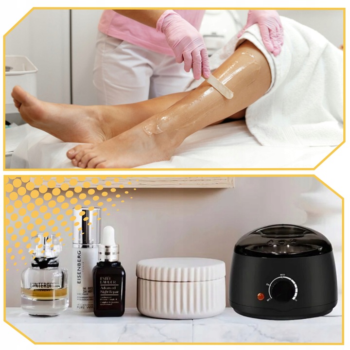 PODGRZEWACZ WOSKU + TWARDY WOSK 400g+100 PATYCZKÓW ZESTAW DO DEPILACJI