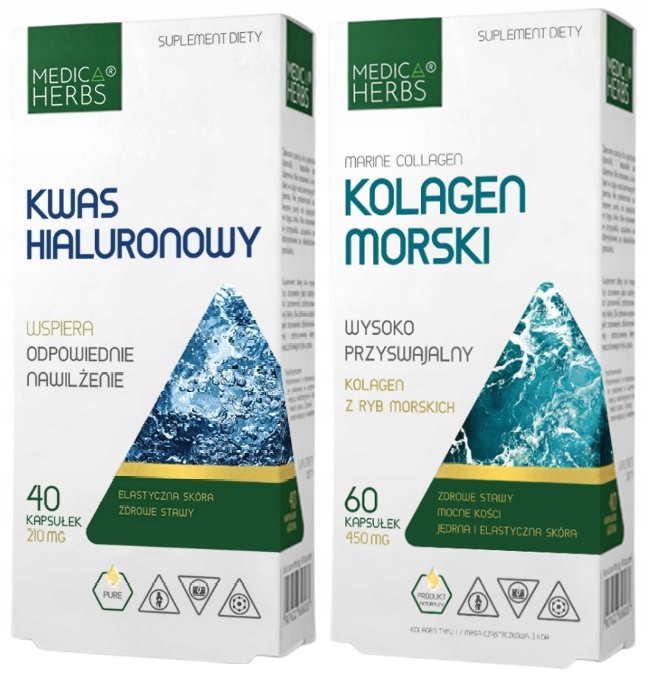 Zestaw Kolagen morski + Kwas hialuronowy Nawilżenie stawów Jędrna skóra