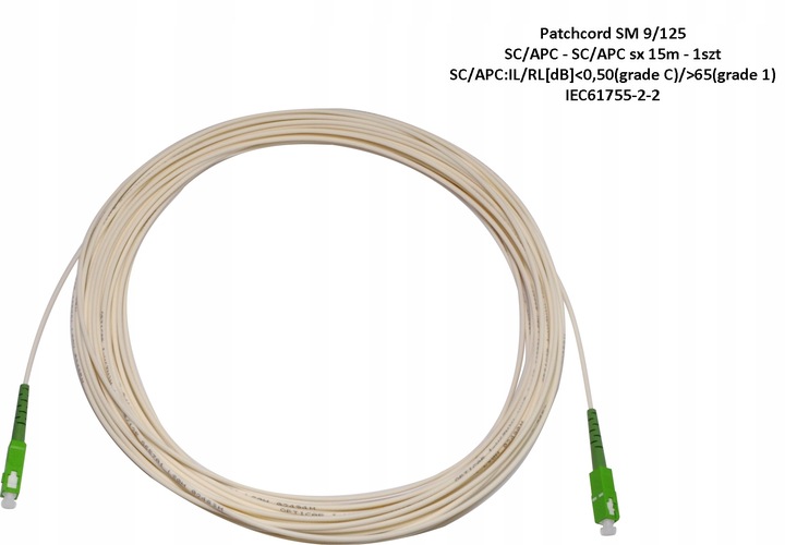 Patchcord światłowodowy kabel SC/APC-SC/APC sx 15m