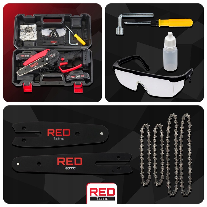 PIŁA ŁAŃCUCHOWA AKUMULATOROWA GAŁĘZIÓWKA MINI PILARKA 2x AKU + 4x