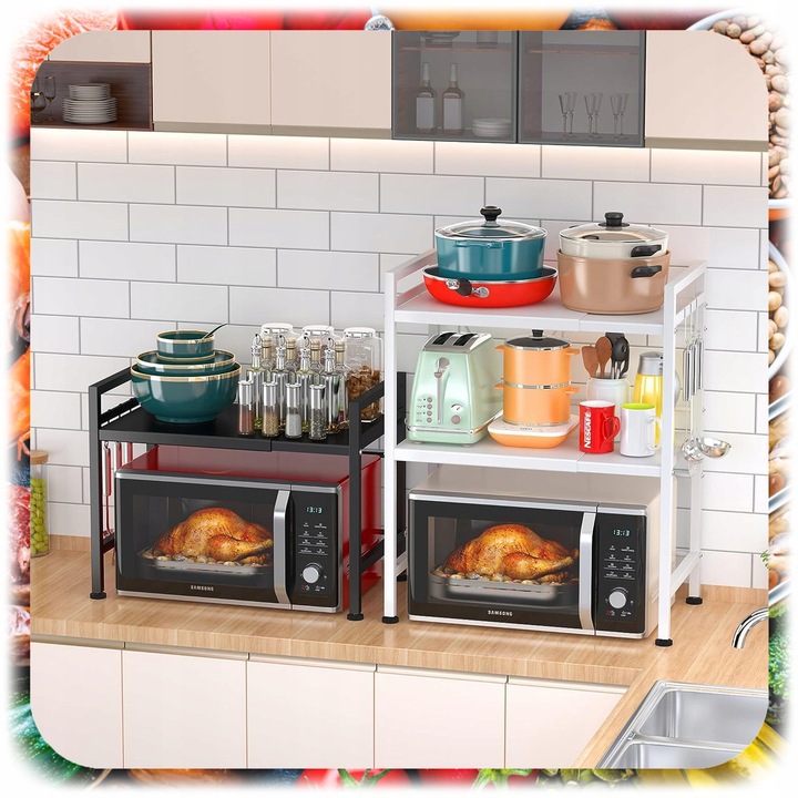 PÓŁKA NA MIKROFALÓWKĘ STOJAK REGAŁ KUCHENNY PRZYPRAWY REGULOWANA