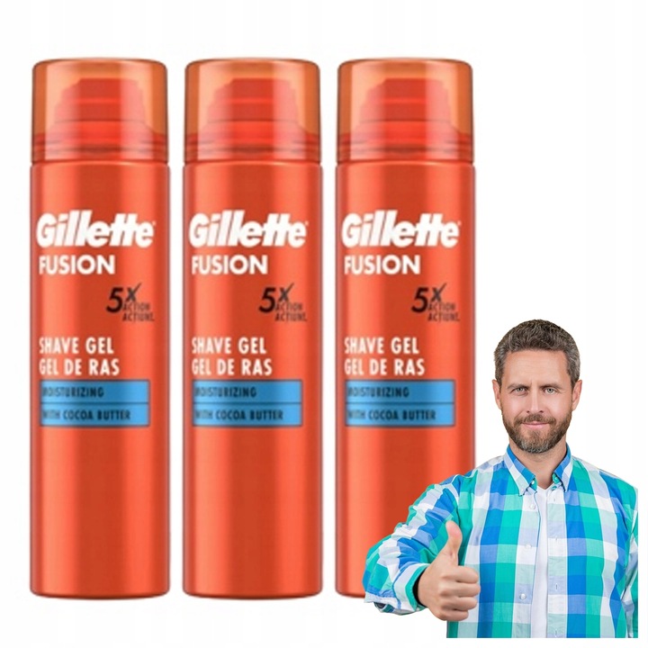 Gillette Fusion Żel Do Golenia Moisturising 200 ml x3
