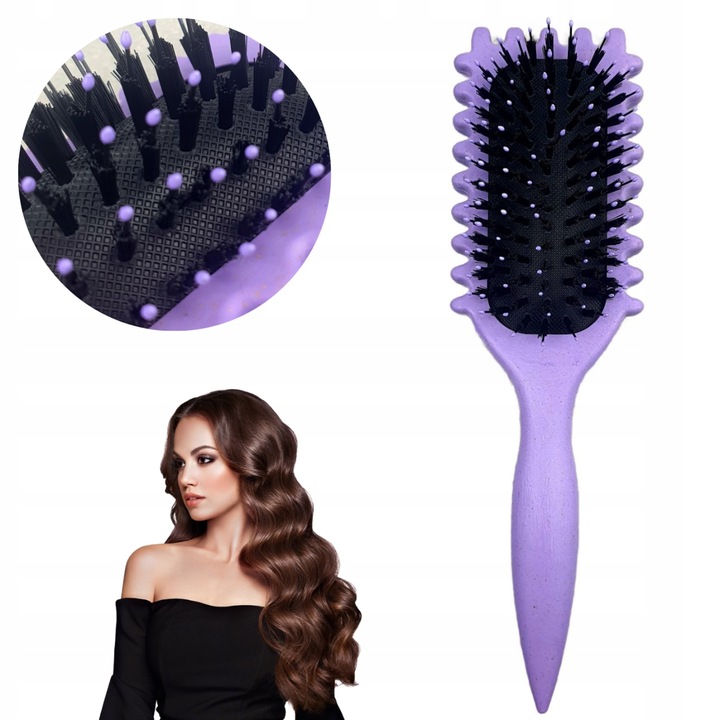 Szczotka Do Włosów Kręconych Definiująca Loki Włosie Dzika Do LokówFiolet