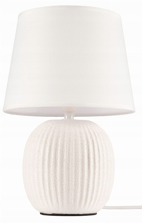 Lampka nocna z abażurem biała ceramiczna ryflowana DION D2