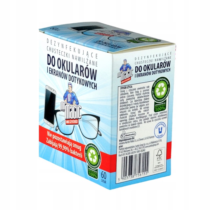 CHUSTECZKI NAWILŻANE DO OKULARÓW MR MAGIC 4x 60SZT