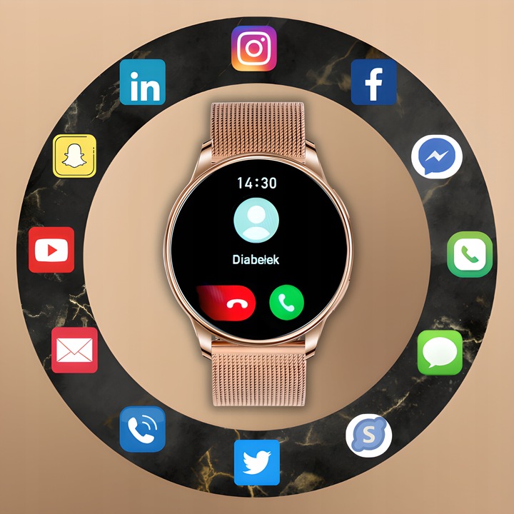 SMARTWATCH ZEGAREK DAMSKI MENU POLSKIE FUNKCJA DZWONIENIA SMART WATCH PULS