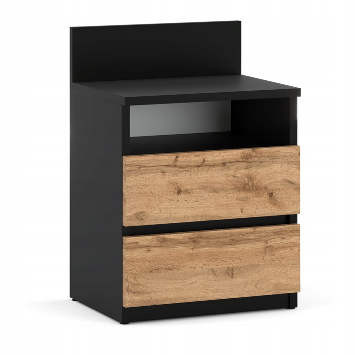Szafka Nocna Stolik Nocny Czarny Dąb Wotan 40CM 2S Półka Meble Do