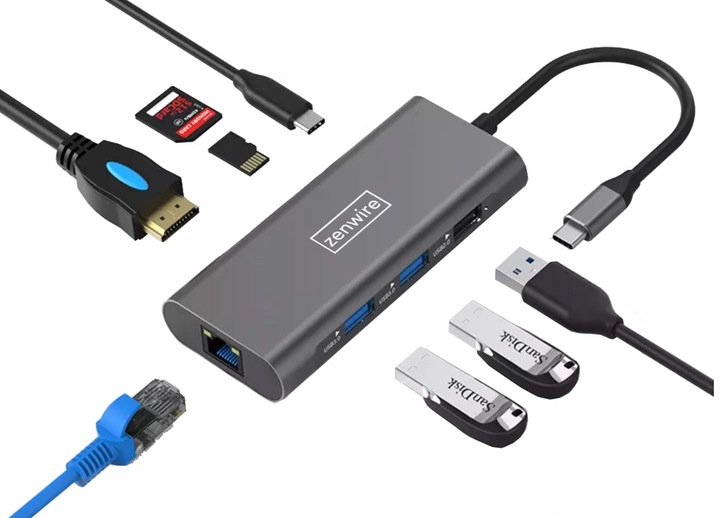 HUB PRZEJŚCIÓWKA USB-C 9W1 Adapter HDMI USB Thunderbolt do Macbook Pro Air