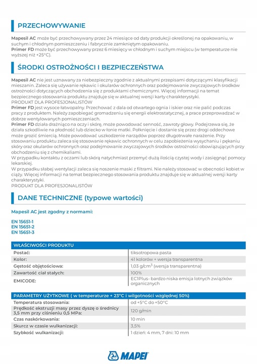 Silikon sanitarny Mapesil AC Mapei kolor 100 biały 310 ml