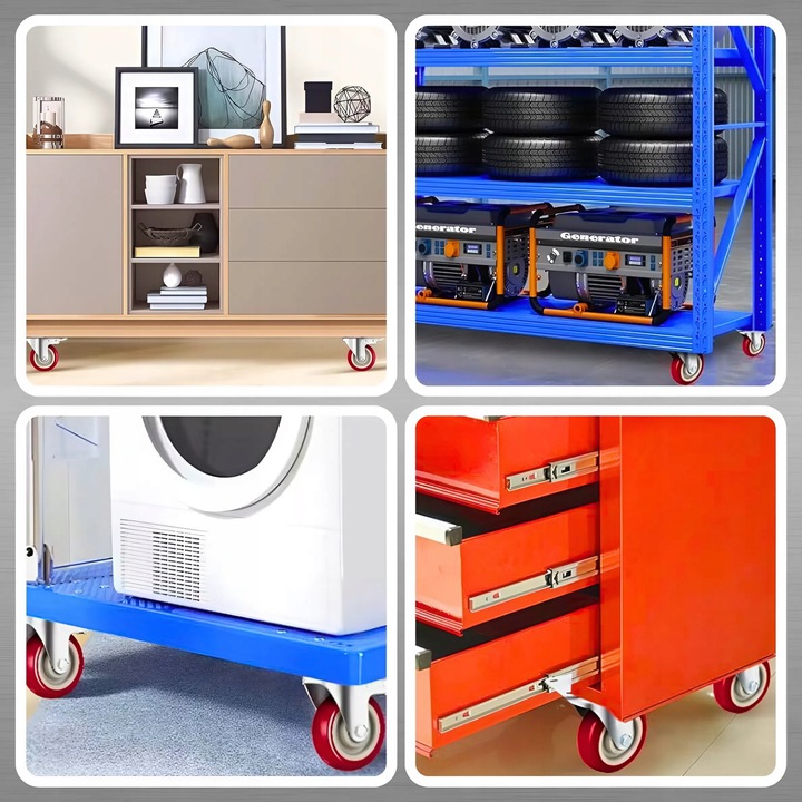 KÓŁKA OBROTOWE 75mm 200kg Z HAMULCEM GUMOWE ZESTAW JEZDNY WÓZKA 4 SZT