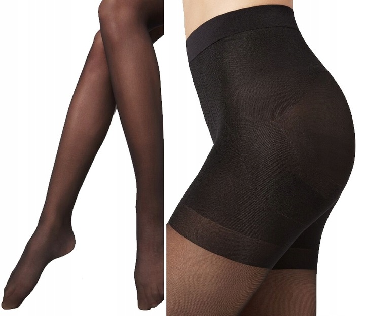 CALZEDONIA RAJSTOPY TOTAL SHAPER PUSH-UP 30 DEN MODELUJĄCE czerń 5/XL