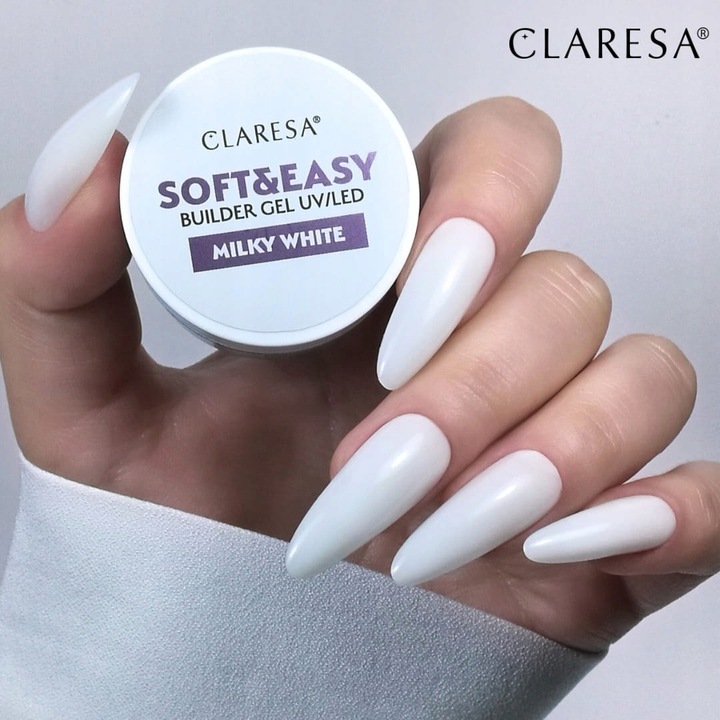 CLARESA SOFT & EASY ŻEL BUDUJĄCY DO PAZNOKCI MILKY WHITE 45 G TPO FREE