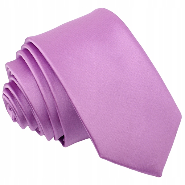 GŁADKI Jednokolorowy Krawat 7cm Męski LILIOWY R41