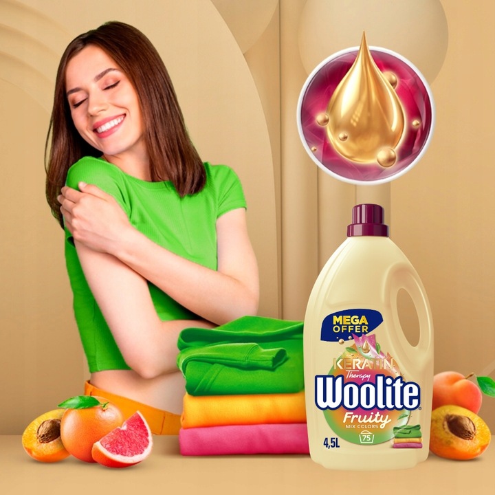 WOOLITE PŁYN DO PRANIA KOLORU FRUITY 4,5L 75 PRAŃ