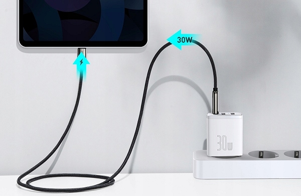 BASEUS SZYBKA ŁADOWARKA SIECIOWA 3xUSB USB-C 30W ZASILACZ DO TELEFONU AFC