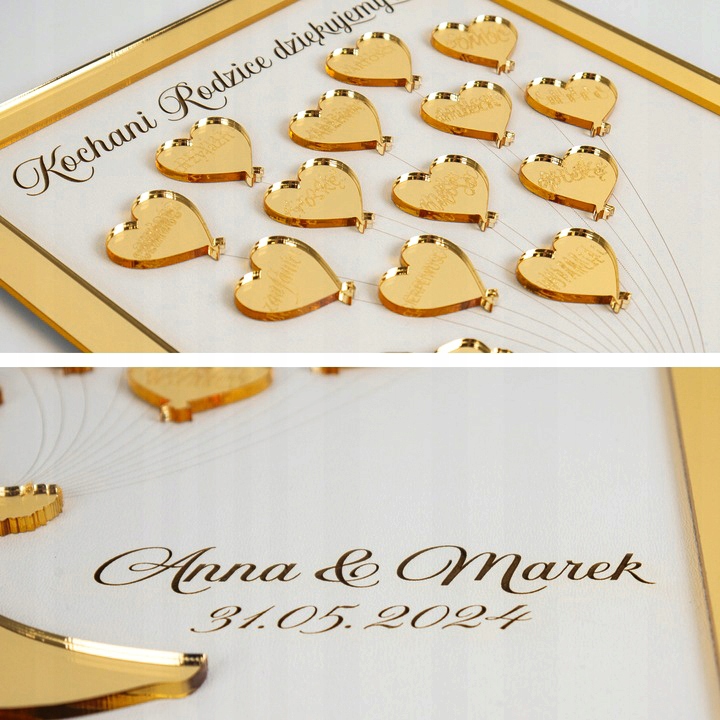 Podziękowania DLA RODZICÓW Mamy Taty Ślub Wesele w Ramce Złote Lustro 3D