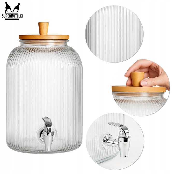 Słoik z kranikiem 5L duży słój szklany z kranem dzbanek dystrybutor wody