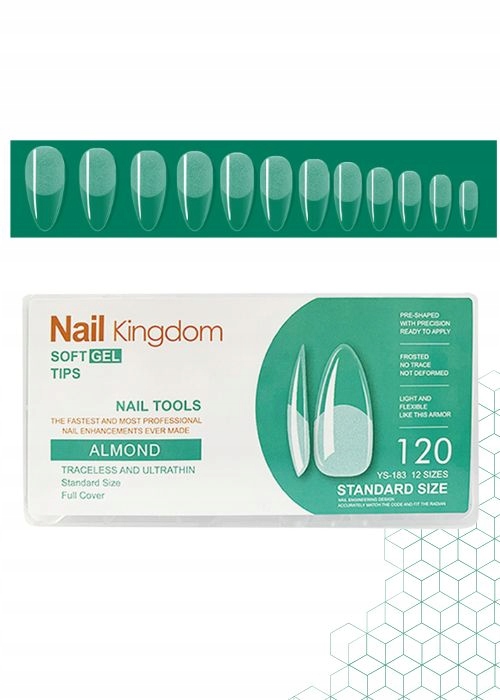 Tipsy Do Przedłużania Paznokci Migdał Almond w kasetce 120 szt.