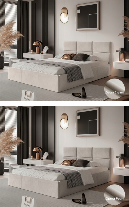 ŁOŻKO TAPICEROWANE PORTO Z PODNOSZONYM STELAŻEM POJEMNIKIEM POŚCIEL 180x200