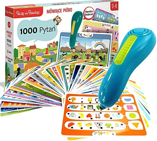 CLEMENTONI MÓWIĄCE PIÓRO ŚWIECI 1000 PYTAŃ PRZEDSZKOLAKA + GRA QUIZ 50653