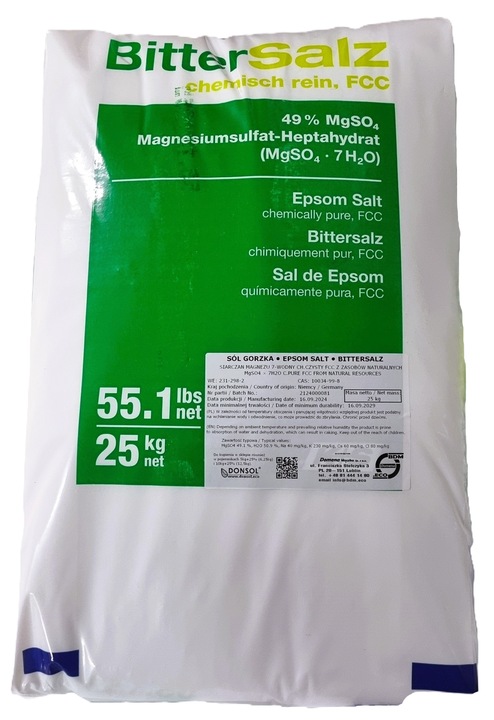 Sól Epsom czysta gorzka siarczan magnezu CZDA 25kg