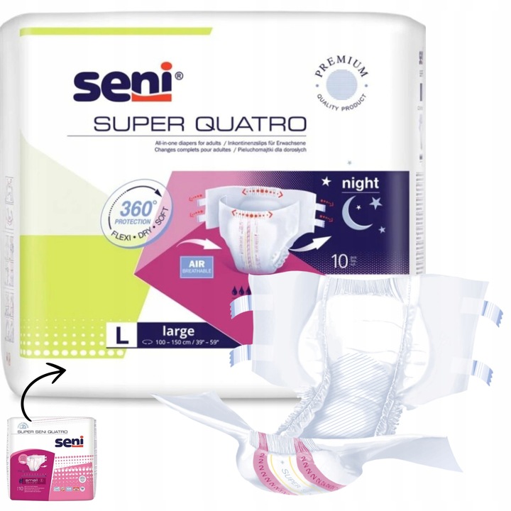 Super Seni Quatro pieluchy dla dorosłych rzepy L