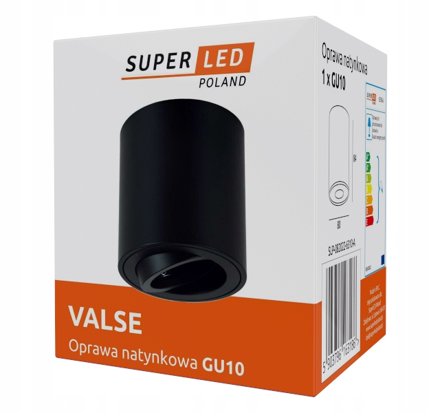 Oprawa Natynkowa Halogenowa Tuba GU10 LED ruchoma sufitowa spot czarna