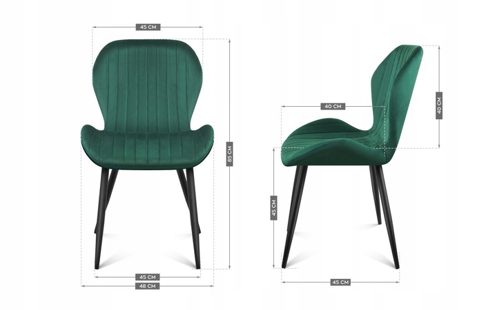 Krzesło welurowe tapicerowane MARK ADLER zielone do jadalni salonu