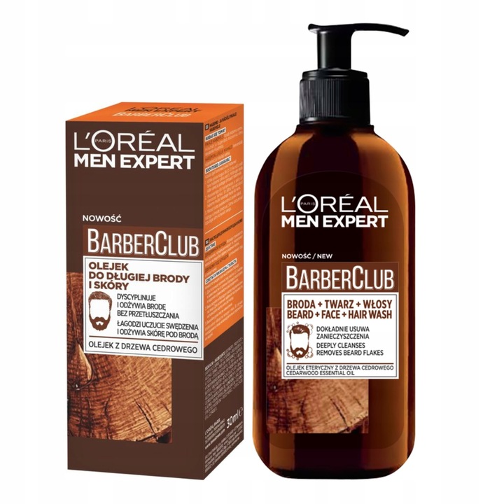 Zestaw Loreal Men Expert Barber Club Żel 3W1 (Broda,Twarz,Włosy) + Olejek