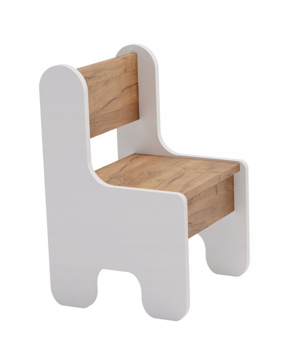 Stolik i krzesełko dla dzieci z półką - kolor biały dąb craft złoty