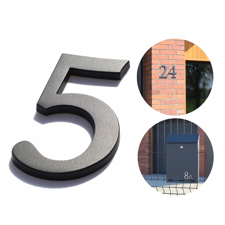 numer domu. numer na dom. cyfry na dom. tablica na dom. 3D premium grafit 5