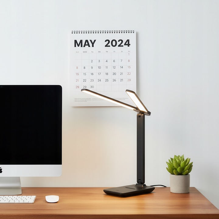 Lampka Biurkowa LED Podwójna Kreślarska Regulowana Dotyk Szkolna Na