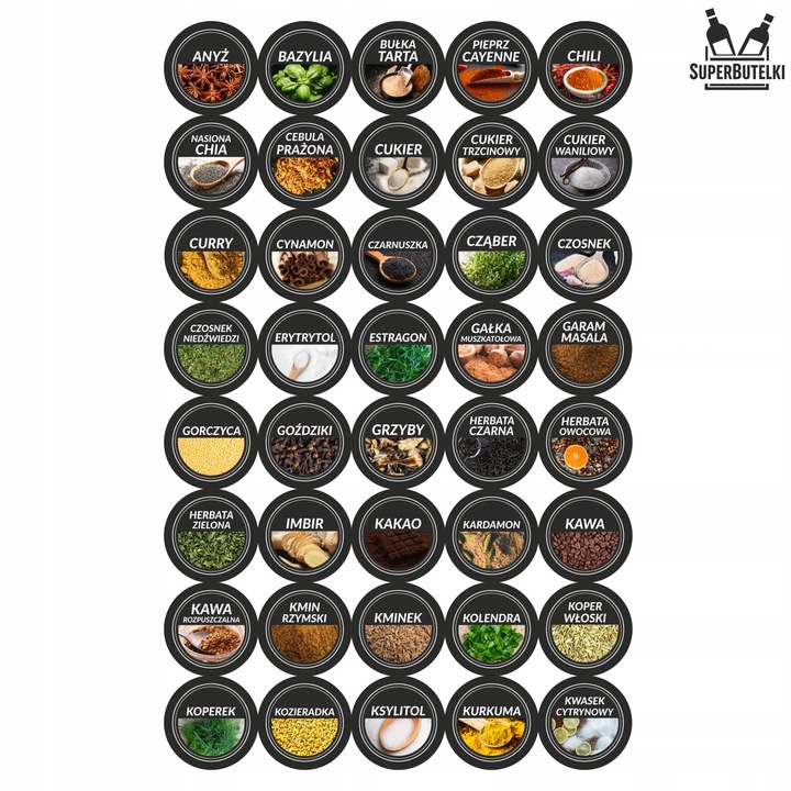 18x POJEMNIKI NA PRZYPRAWY STOJAK PRZYPRAWNIK NAKLEJKI NA PRZYPRAWY +GRATIS