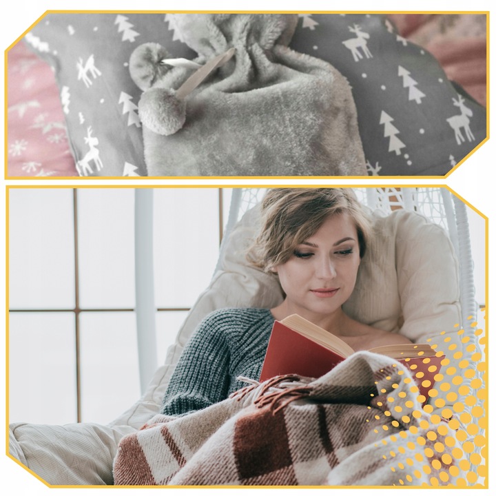 Duży Termofor Gumowy w Pokrowcu Ogrzewacz Pluszowy w Sweterku na Wodę XXL