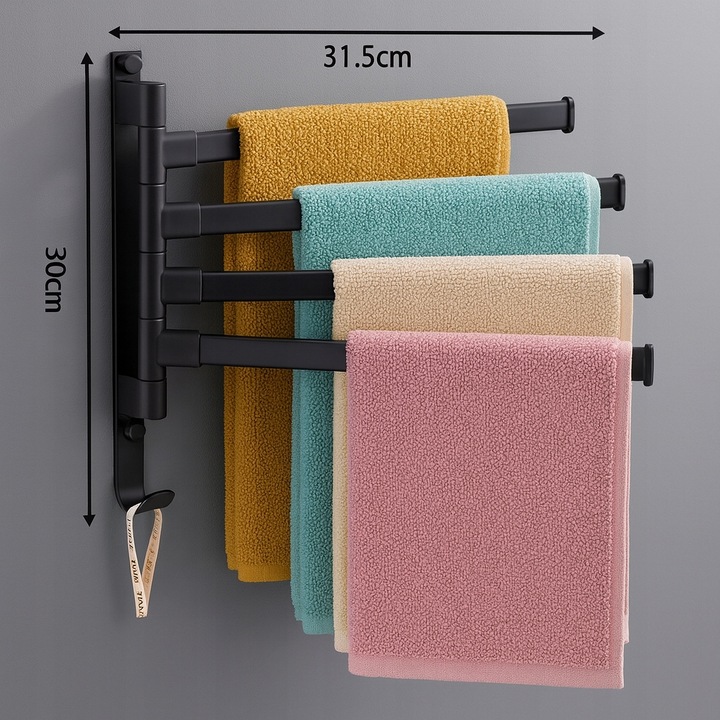 WIESZAK ŁAZIENKOWY NA RĘCZNIKI HACZYK UCHWYT ŚCIENNY METALOWY DO