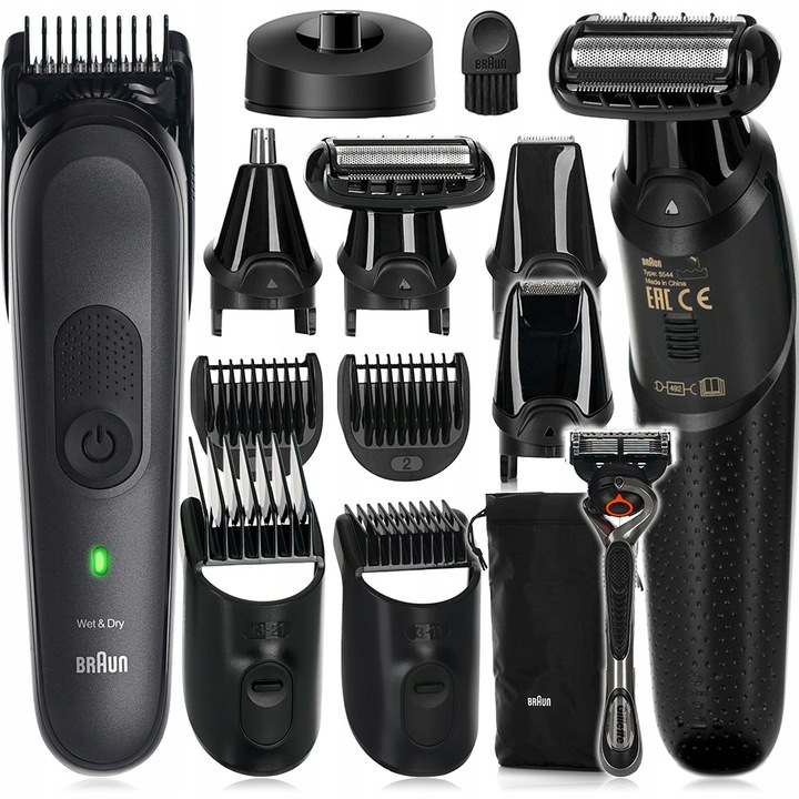 MASZYNKA DO WŁOSÓW TRYMER DO BRODY NOSA USZU GOLARKA BRAUN MGK7WCA-GIGAPACK