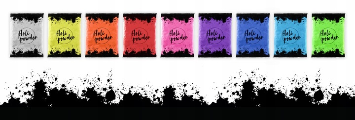 Kolorowe proszki Holi na festiwal święto kolorów PAKIET 12 SZTUK do