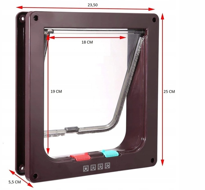 DRZWI Z KLAPĄ DLA PSA KOTA DRZWICZKI WAHADŁOWE KLAPA 4 SPOSOBY BRĄZ L
