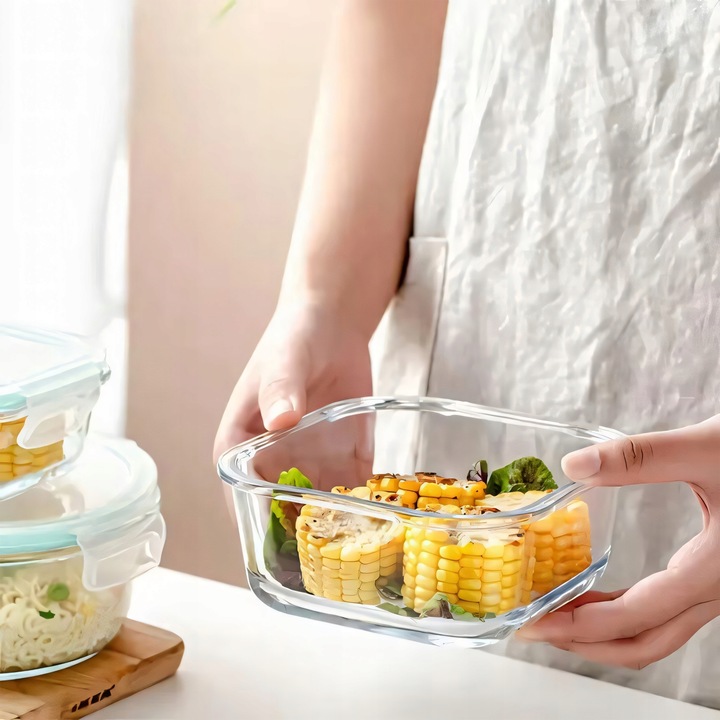 4x LUNCHBOX POJEMNIK SZKLANY NA ŻYWNOŚĆ ŻAROODPORNE POJEMNIKI Z