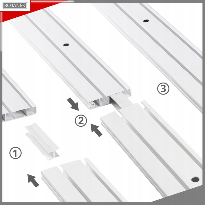 KARNISZ Podwójny z Maskownicą Szyna Sufitowa PCV Biała 300cm z Osłoną